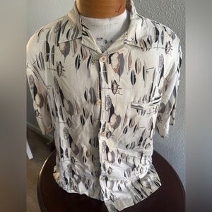 Nat Nast Cream and Black Artistic Casual Shirt